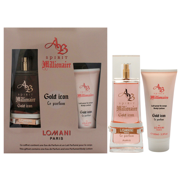 AB Spirit Millionaire Le Parfum Gold Icon by Lomani for Women 2 Pc Gift Set - Picture 1 of 6